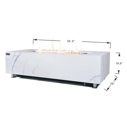 Carrara Outdoor Bianco White Fire Pit Table - Select Fuel Type