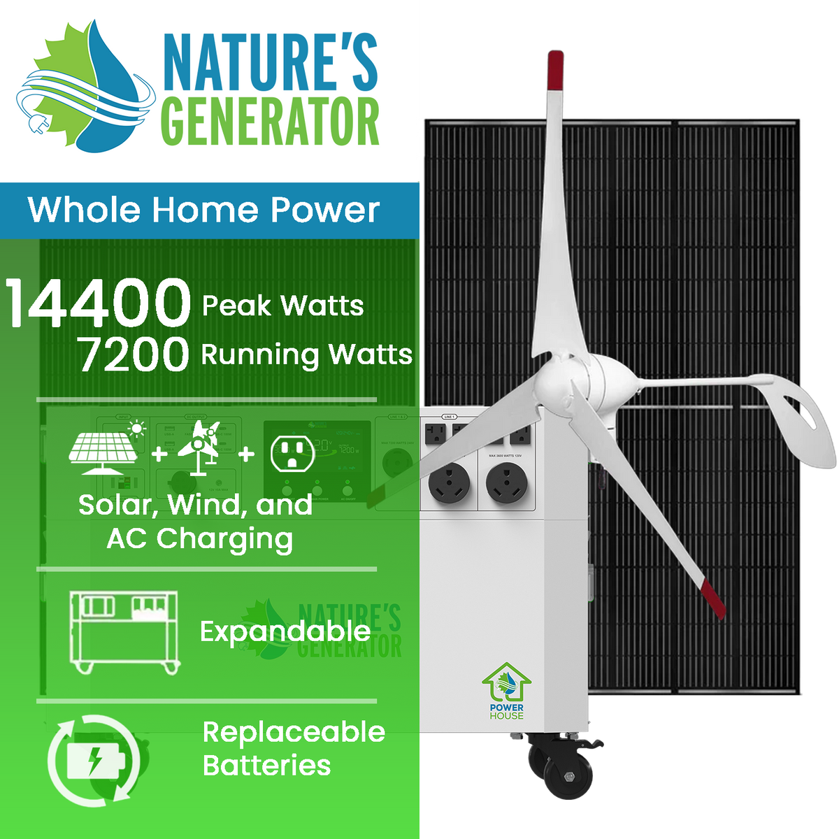 Nature's Generator Powerhouse Gen 2 Solar and Wind Generator