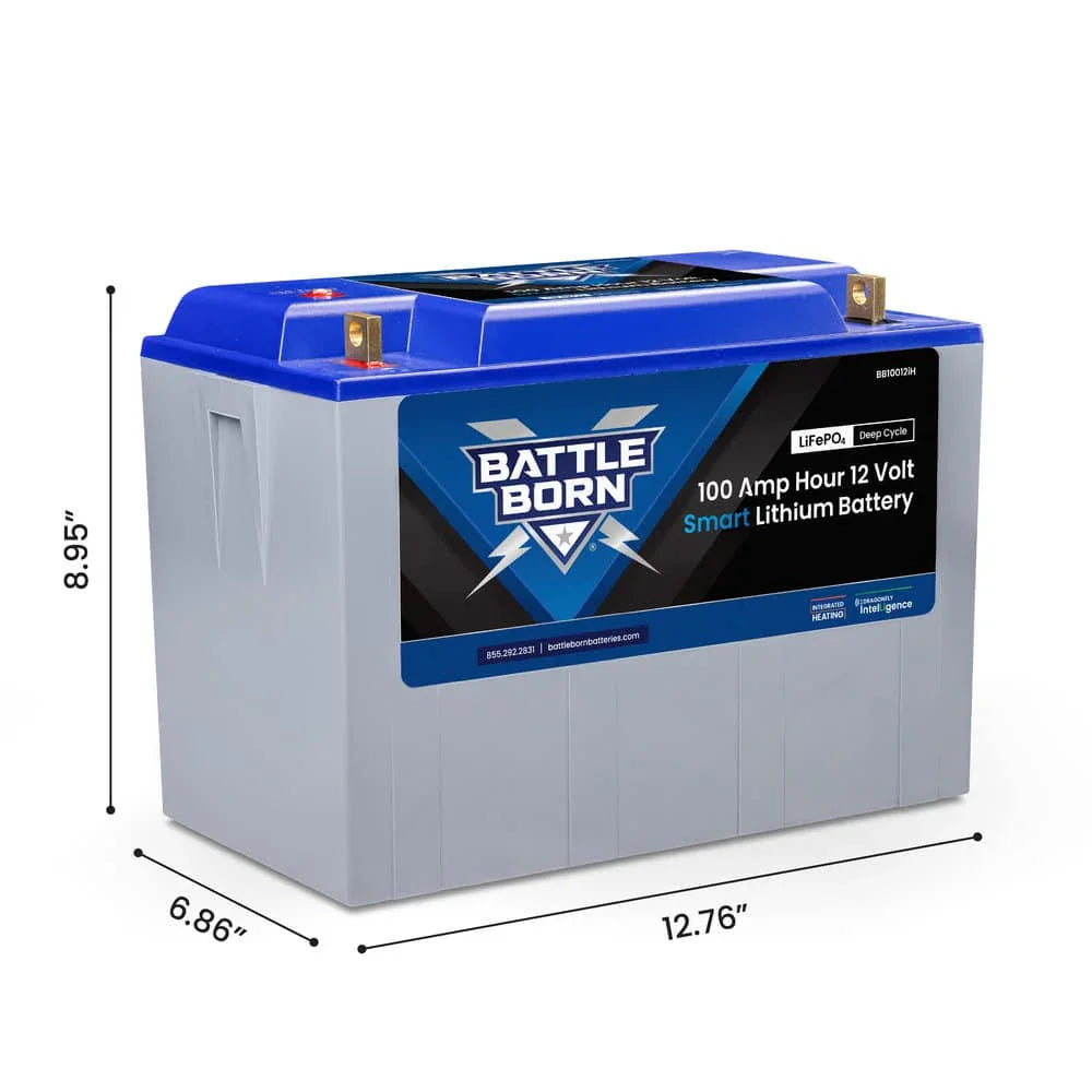 Battle Born 100Ah 12V Smart Heated LiFePO4 Deep Cycle Battery Kit