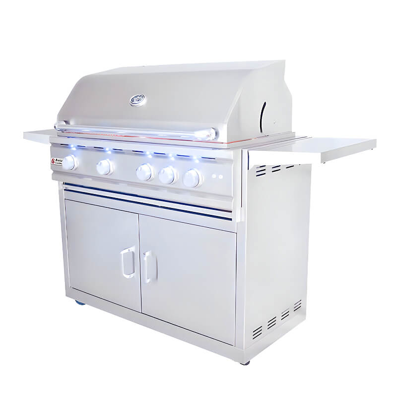 RCS Cutlass Pro 38 Inch 4 Burner Freestanding Gas Grill with Ceramic Briquettes