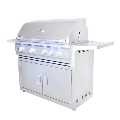 RCS Cutlass Pro 38 Inch 4 Burner Freestanding Gas Grill with Ceramic Briquettes