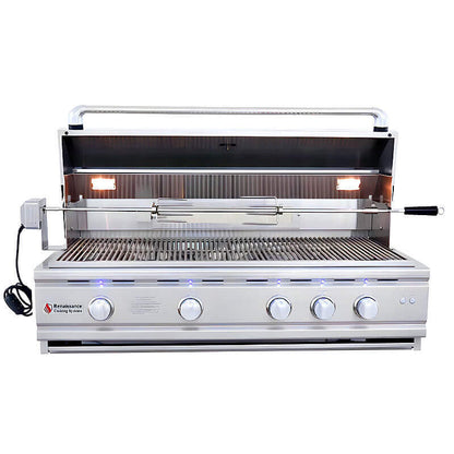 RCS Cutlass Pro 42 Inch 4 Burner Freestanding Gas Grill with Ceramic Briquettes
