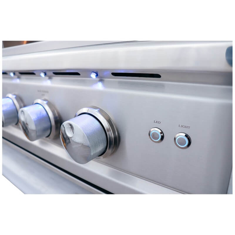 RCS Cutlass Pro 42 Inch 4 Burner Freestanding Gas Grill with Ceramic Briquettes
