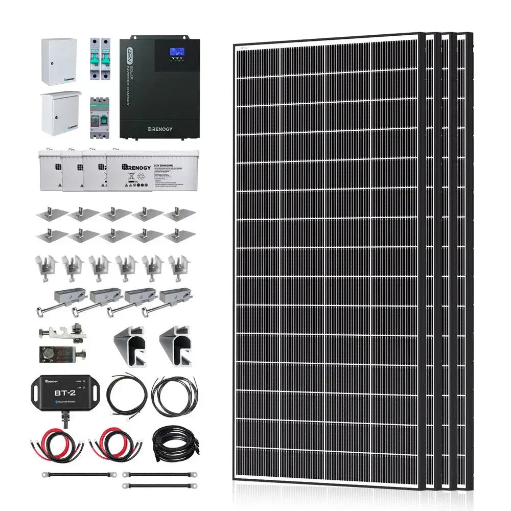 Renogy Complete Cabin Solar Kit 1200W 2500W | Optional 9.6kWh Deep-Cycle AGM / LiFePO4 Batteries