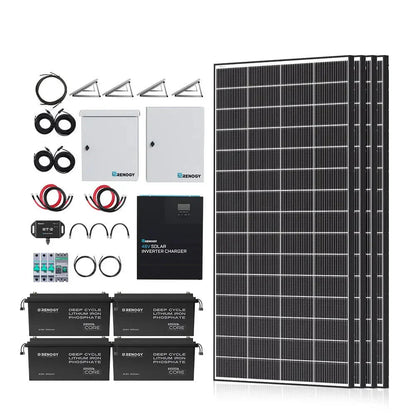 Renogy Complete Cabin Solar Kit 1200W 2500W | Optional 9.6kWh Deep-Cycle AGM / LiFePO4 Batteries