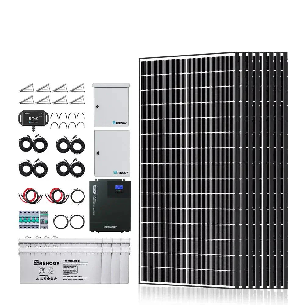 Renogy Complete Cabin Solar Kit 1200W 2500W | Optional 9.6kWh Deep-Cycle AGM / LiFePO4 Batteries