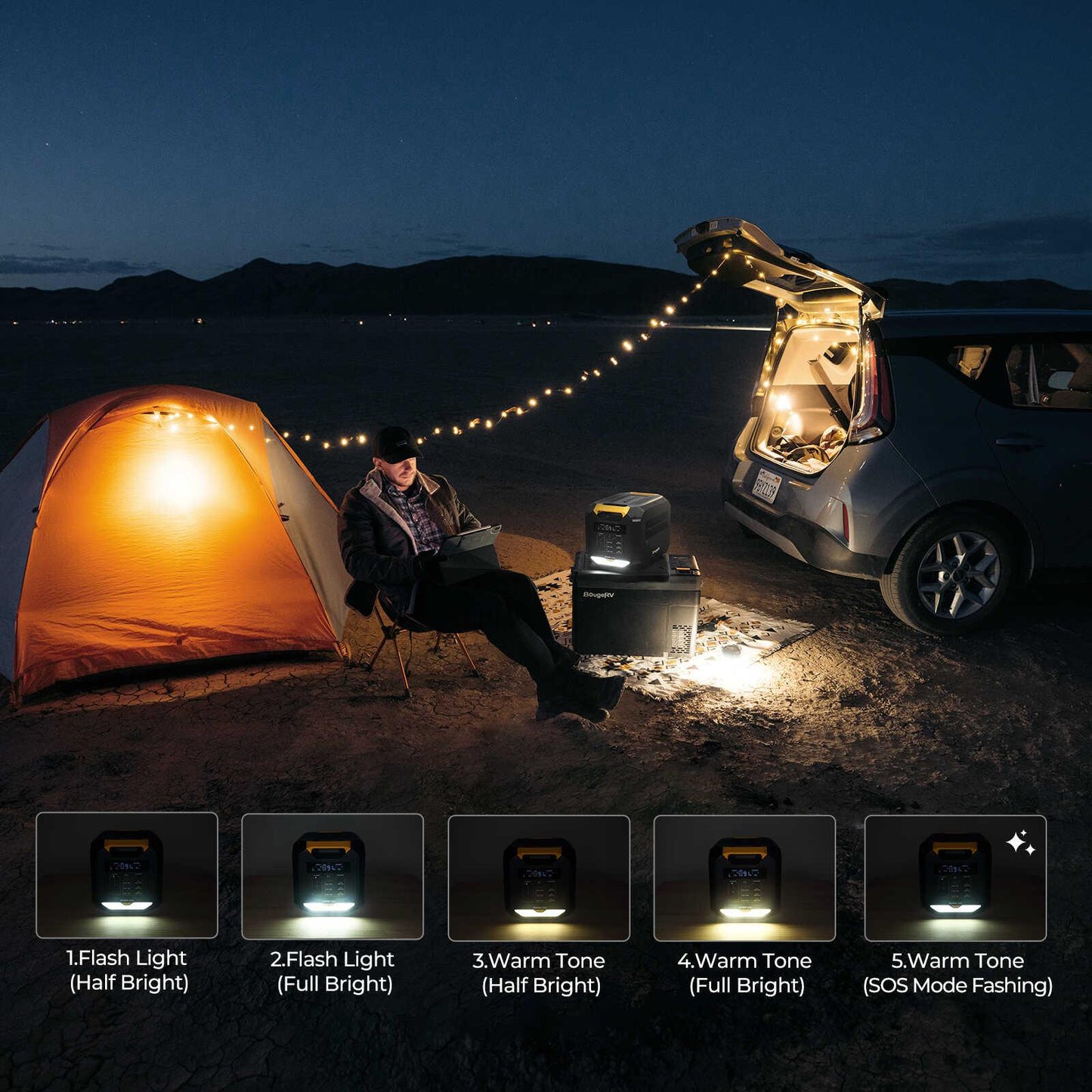 BougeRV ROVER2000 Semi-Solid Portable Power Station with ROCKY Metal Fridge