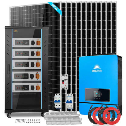 Off Grid Solar Kit 10KW 48VDC 120V/240V 25.6KWH Lithium Battery 12 X 550 Watts Solar Panels SGR-10K25
