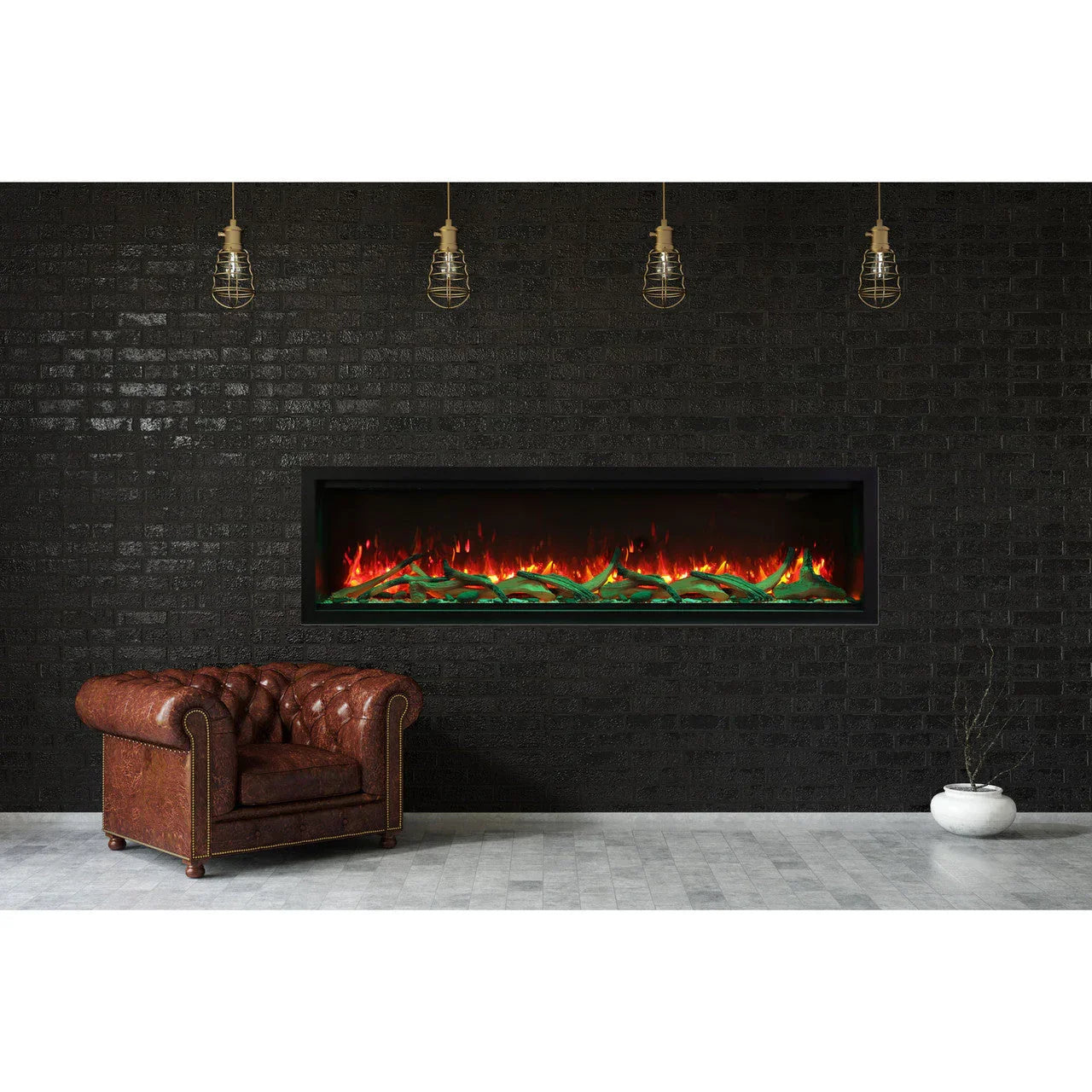 Amantii Symmetry SYM-100-XT Built in Smart Extra Tall Outdoor Electric Fireplace
