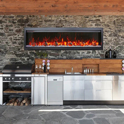 Amantii Symmetry Bespoke 74 Inch Indoor or Outdoor Built-In Electric Fireplace