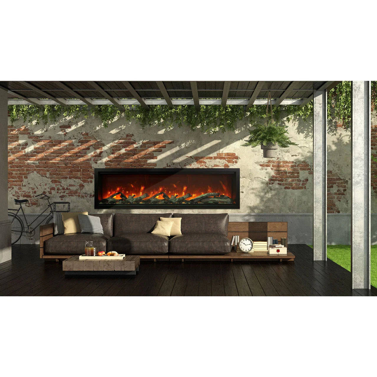 Amantii Symmetry SYM-74-XT Built in Smart Extra Tall Outdoor Electric Fireplace