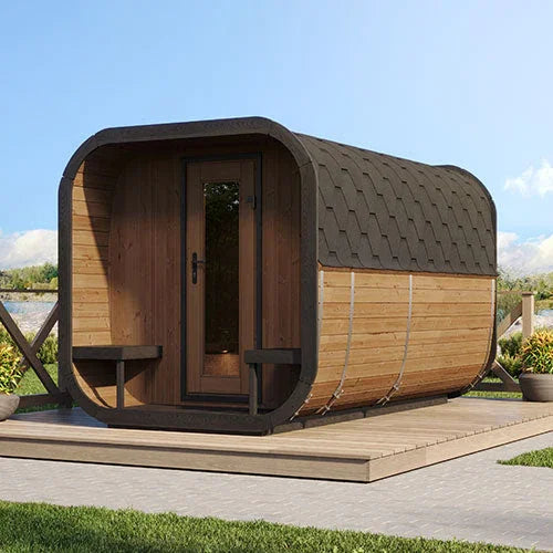 SaunaLife Model CL12GCP Cube-Series Outdoor Home Sauna with Huum Heater