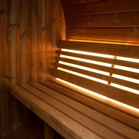 SaunaLife Model E7G Barrel Sauna Glass Front | 4 Persons