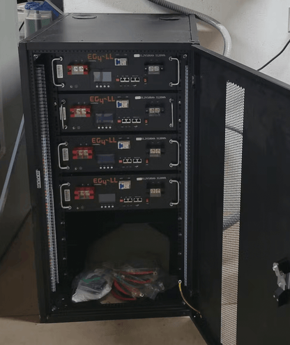 EG4 Enclosed 6 Slot Battery Rack [Pre-Assembled] | Wheels Included | Bus Bar Covers | Welded (Grey)