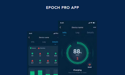 Epoch Batteries 12V 50Ah (0.64kWh) Essential Series - Bluetooth LiFePO4 Battery