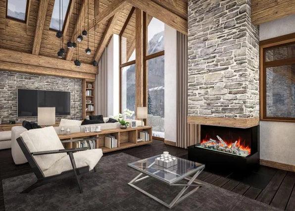 Amantii 55 Inch Tru View Bespoke Built-In Indoor / Outdoor 3 Sided Electric Fireplace