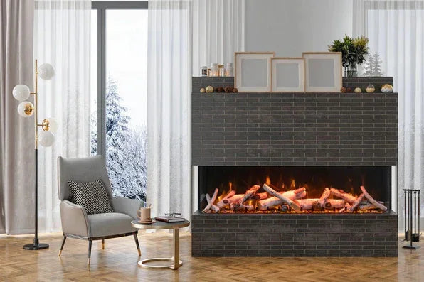 Amantii 45 Inch Tru View Bespoke Built-In Indoor / Outdoor 3 Sided Electric Fireplace