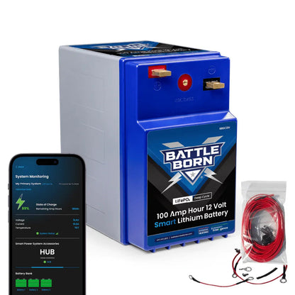 Battle Born 100Ah 12V GC2 Smart Heated LiFePO4 Deep Cycle Battery Kit