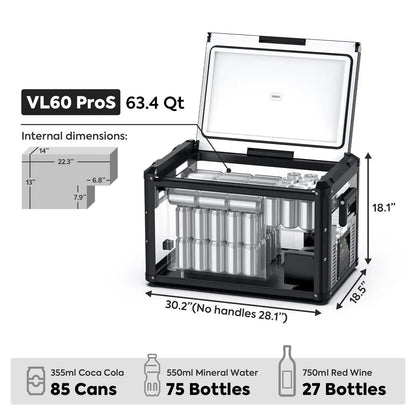 ICECO VL60ProS Single Zone Portable Fridge Electric Cooler 63.4QT