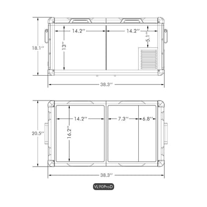 ICECO VL90ProD 95QT Dual Zone RV 12 Colt Fridge Plug in Cooler