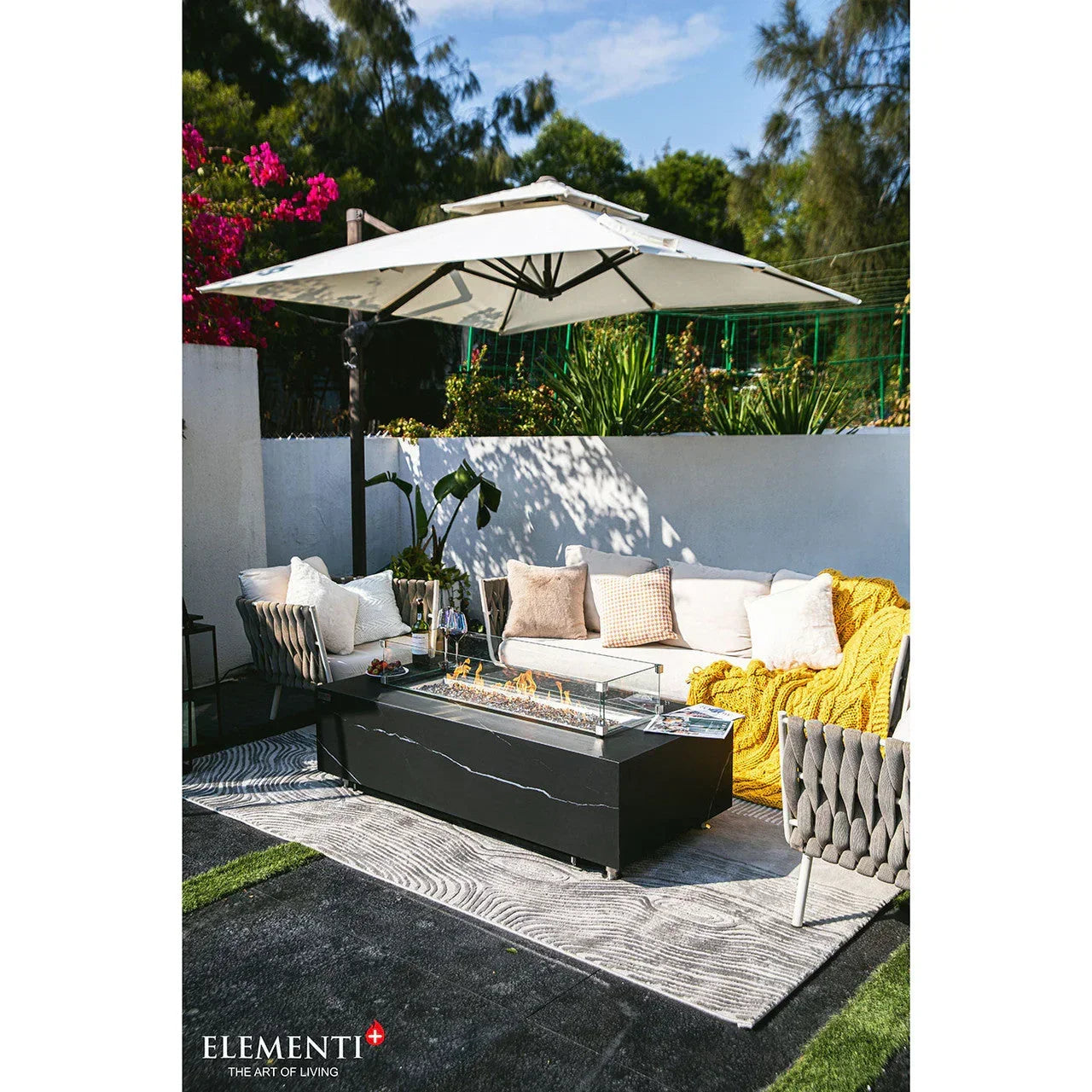 Elementi Plus - Varna Marble Porcelain Fire Table 60"