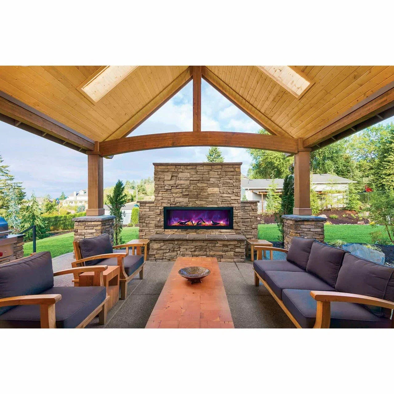 Amantii Panorama BI-40-DEEP-OD Deep 40 Inch linear Indoor or Outdoor Electric Fireplace
