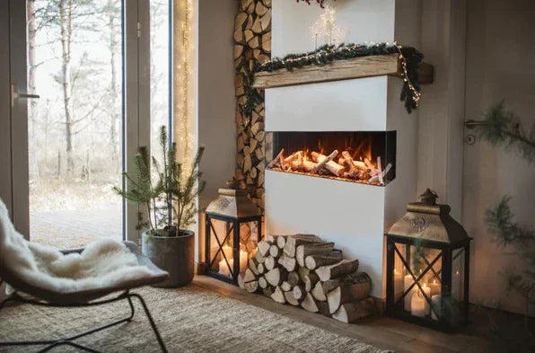 Amantii 55 Inch Tru View Bespoke Built-In Indoor / Outdoor 3 Sided Electric Fireplace