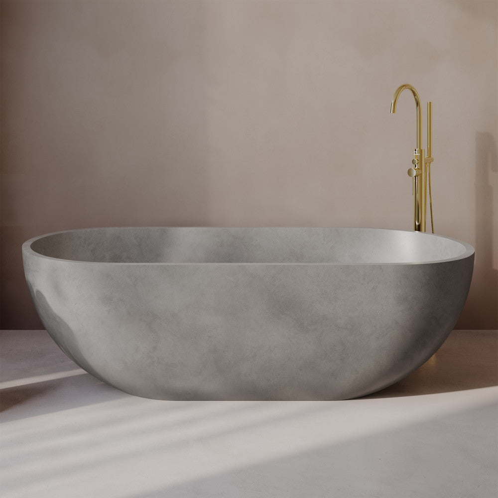 Swiss Madison Claire 60" Freestanding Concrete Bathtub in Gray, Drain Included