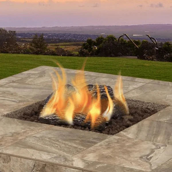 Cal Flame Stucco and Tile Dining Height Rectangle Propane Gas Fire Pit FPT-RT501M