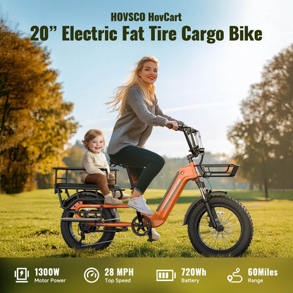 HOVSCO HovCart 20“ Step-Thru Electric Fat Tire Cargo Bike