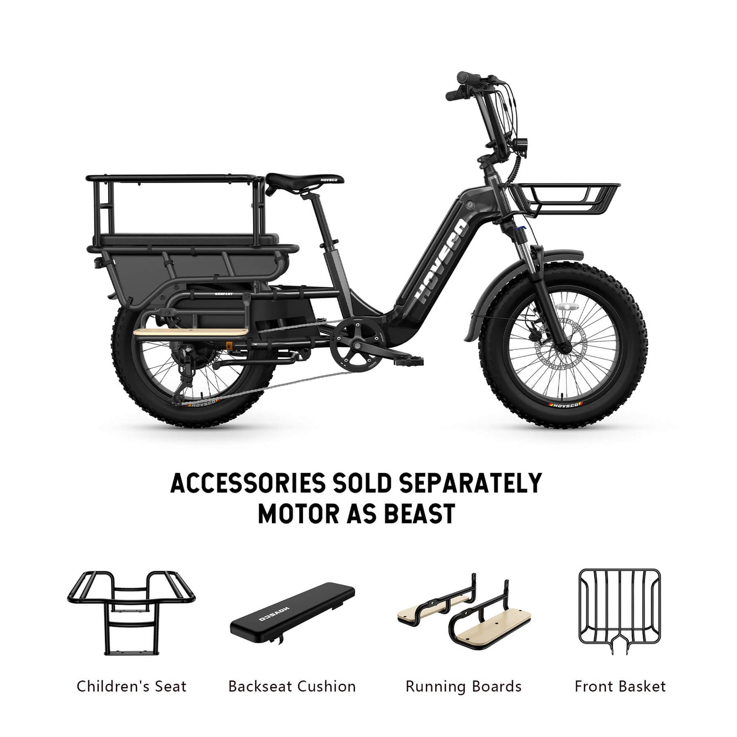 HOVSCO HovCart 20“ Step-Thru Electric Fat Tire Cargo Bike