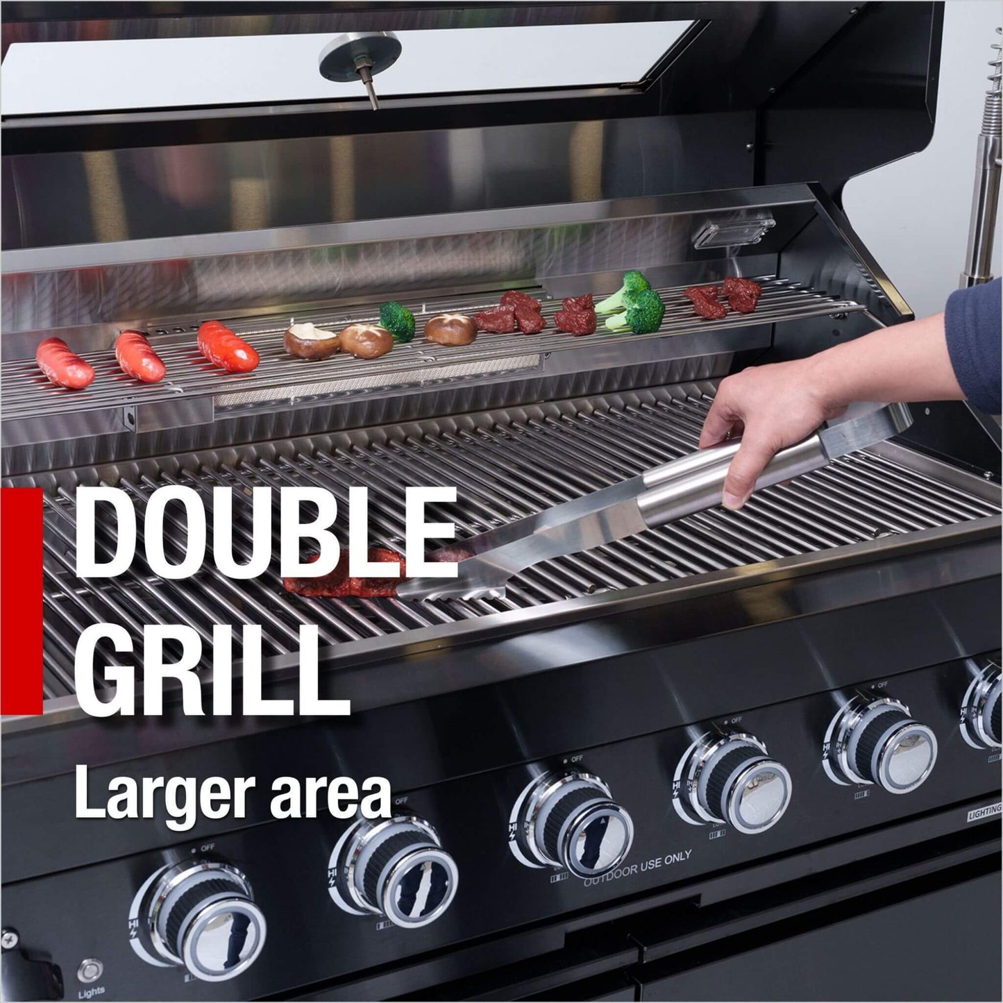 Castelle Flame Premium Black Stainless Steel 4-Burner Gas Grill With Rotisserie Kit (SAK48157)