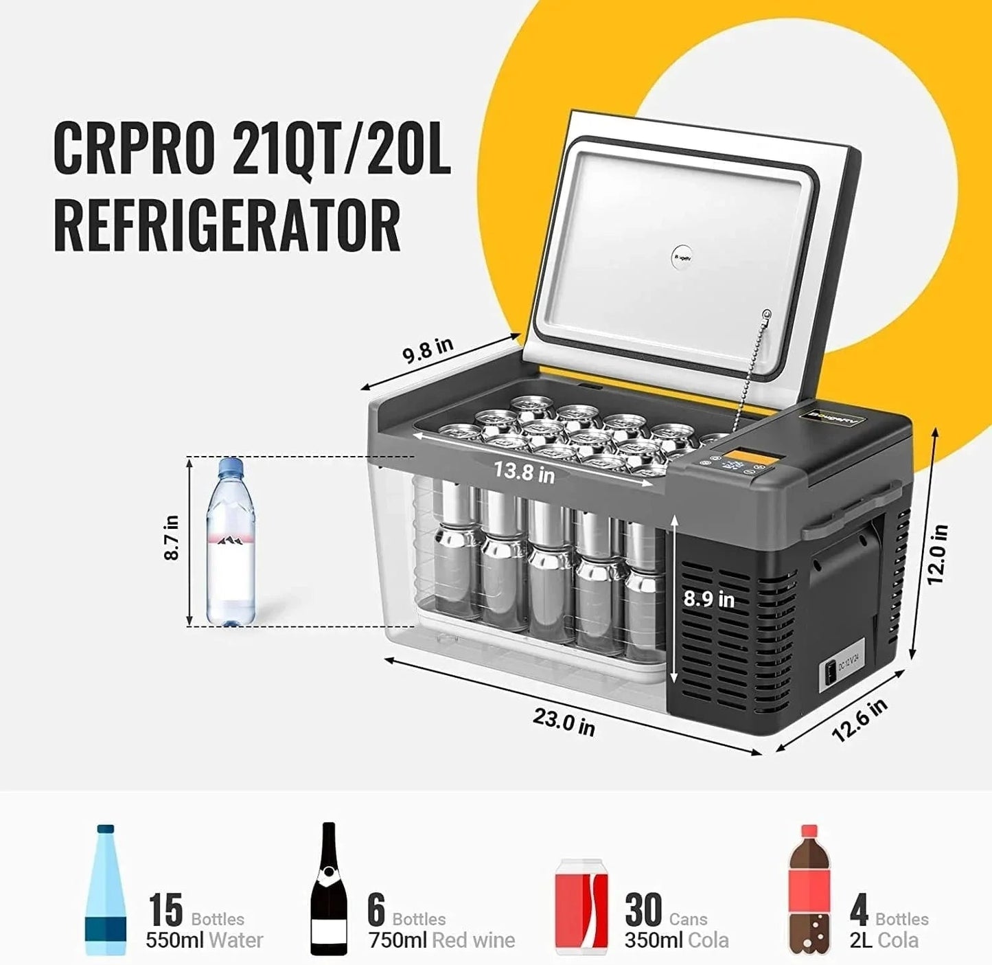 BougeRV CRPRO20 21QT 12V Portable Refrigerator Kit