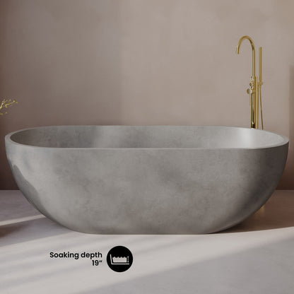 Swiss Madison Claire 60" Freestanding Concrete Bathtub in Gray, Drain Included
