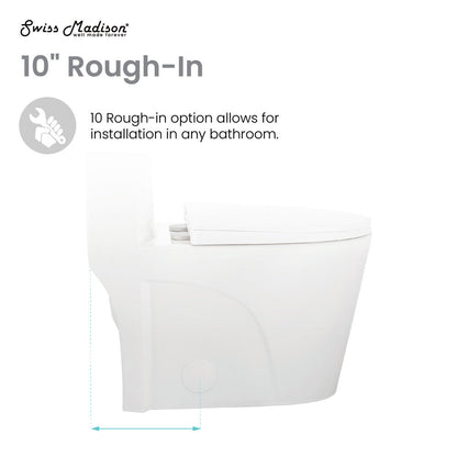 Swiss Madison St. Tropez One Piece Elongated Toilet Dual Vortex Flush 1.1/1.6 gpf with 10" Rough In (6 - Pack)