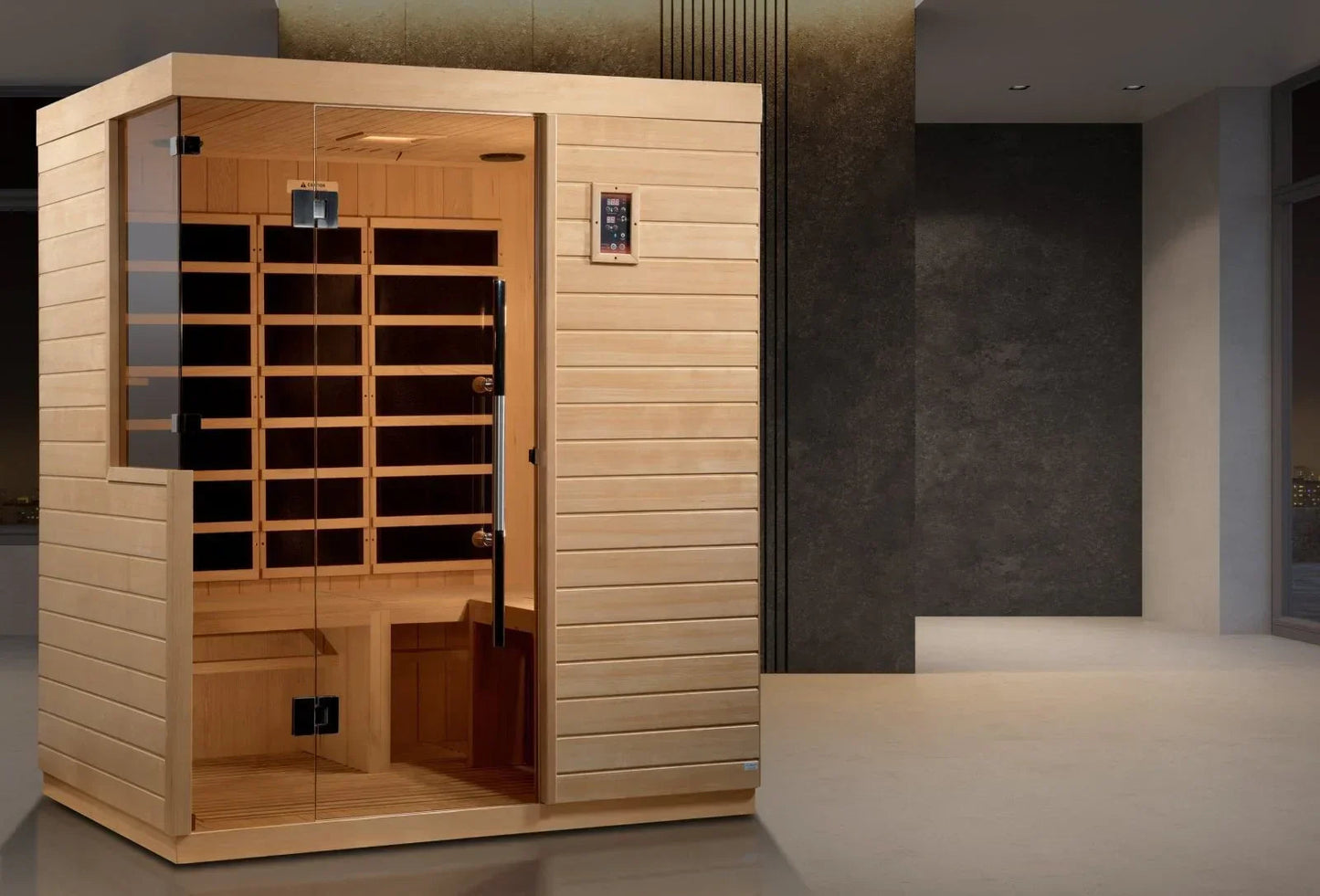 Golden Designs Ultra Low EMF 3-Person Dynamic "Bilbao" Infrared Sauna with Hemlock Wood | Model: DYN-5830-01