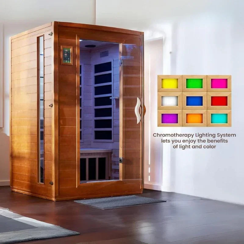 Golden Design Ultra Low EMF 2-Person Dynamic "Versailles" FAR Infrared Sauna with Hemlock Wood | Model: DYN-6202-03 Elite