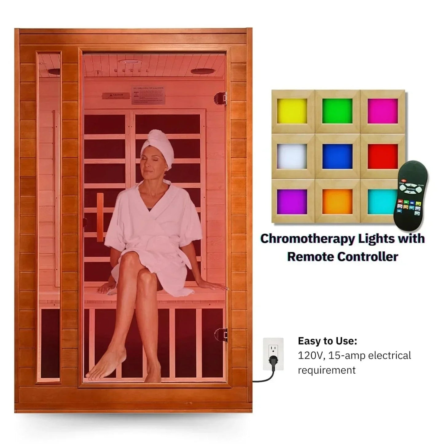 Golden Designs Low EMF 2-Person Dynamic "Cardoba" FAR Infrared Sauna with Hemlock Wood | Model: DYN-6203-01