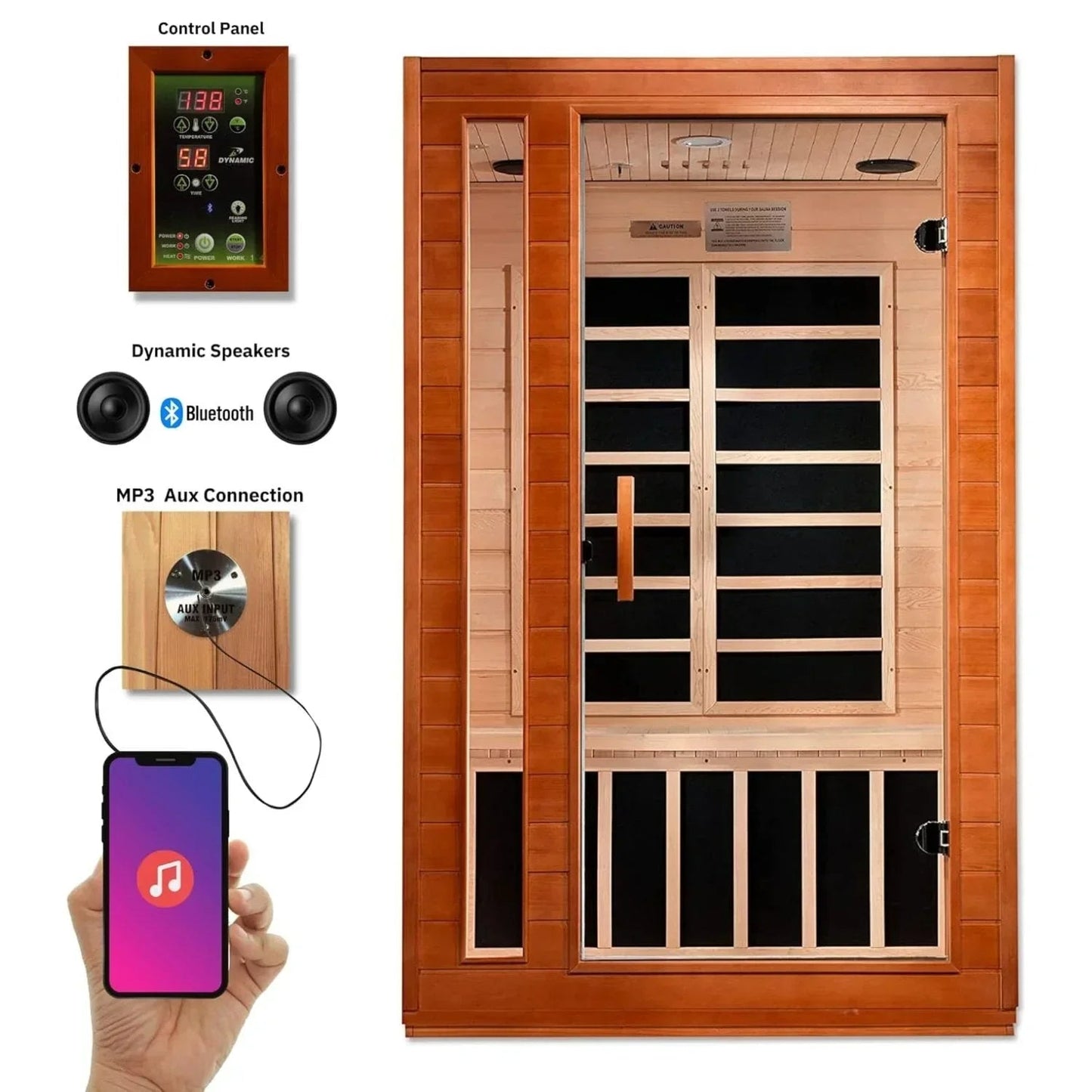 Golden Designs Low EMF 2-Person Dynamic "Cardoba" FAR Infrared Sauna with Hemlock Wood | Model: DYN-6203-01