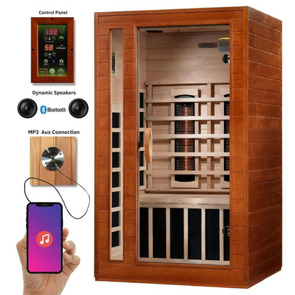 Golden Designs Near Zero EMF 2-Person Dynamic Full Spectrum "Cardoba" FAR Infrared Sauna with Hemlock Wood | Model: DYN-6203-02 FS