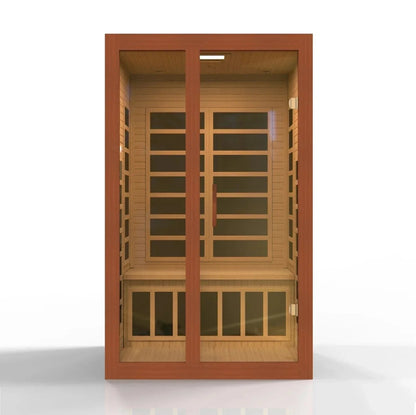 Golden Designs Ultra Low EMF 2-Person Dynamic "Santiago Elite" FAR Infrared Sauna with Dark Honey Hemlock Wood | Model: DYN-6209-02 Elite