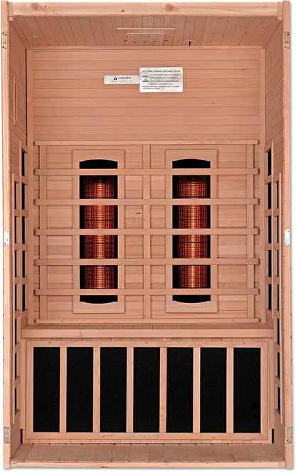 Golden Designs Ultra Low EMF 2-Person Dynamic "Santiago Elite" FAR Infrared Sauna with Dark Honey Hemlock Wood | Model: DYN-6209-02 Elite