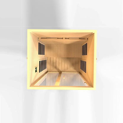 Golden Designs Ultra Low EMF 2-Person Dynamic "Santiago Elite" FAR Infrared Sauna with Dark Honey Hemlock Wood | Model: DYN-6209-02 Elite