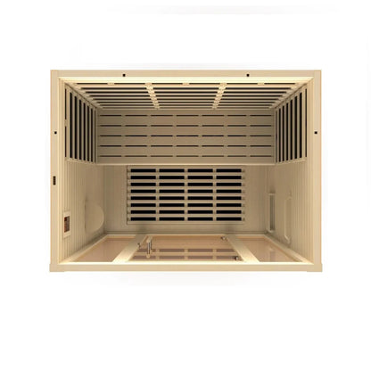 Golden Designs Ultra Low EMF 3-Person Dynamic "Vila" FAR Infrared Sauna with Hemlock Wood | Model: DYN-6315-02 Elite