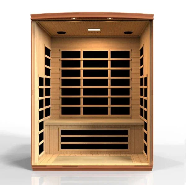 Golden Designs Ultra Low EMF 3-Person Dynamic "Lugano" FAR Infrared Sauna with Hemlock Wood | Model: DYN-6336-02 Elite