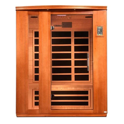 Golden Designs Ultra Low EMF 3-Person Dynamic "Lugano" FAR Infrared Sauna with Hemlock Wood | Model: DYN-6336-02 Elite