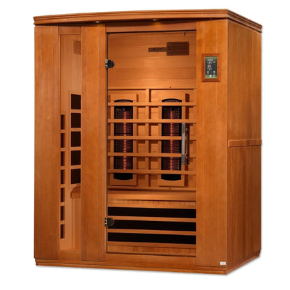 Golden Designs Near Zero EMF 3-Person Dynamic Full Spectrum "Lugano" FAR Infrared Sauna with Hemlock Wood | Model: DYN-6336-03 FS