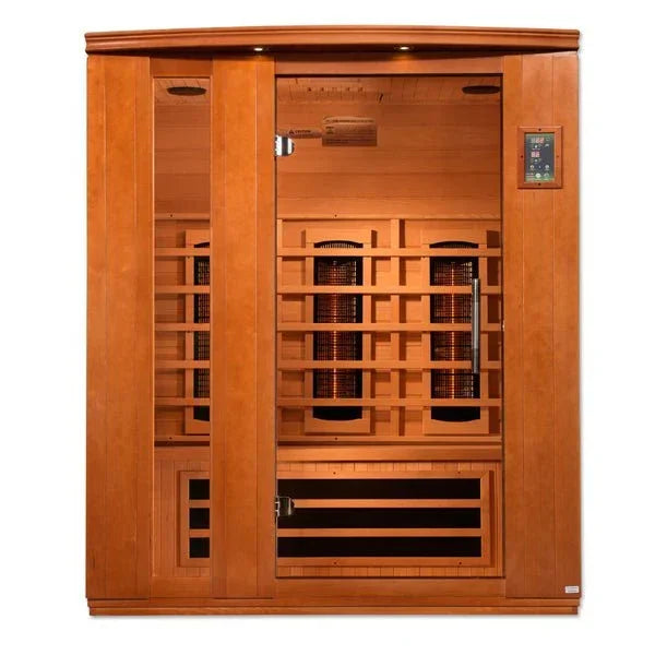 Golden Designs Near Zero EMF 3-Person Dynamic Full Spectrum "Lugano" FAR Infrared Sauna with Hemlock Wood | Model: DYN-6336-03 FS
