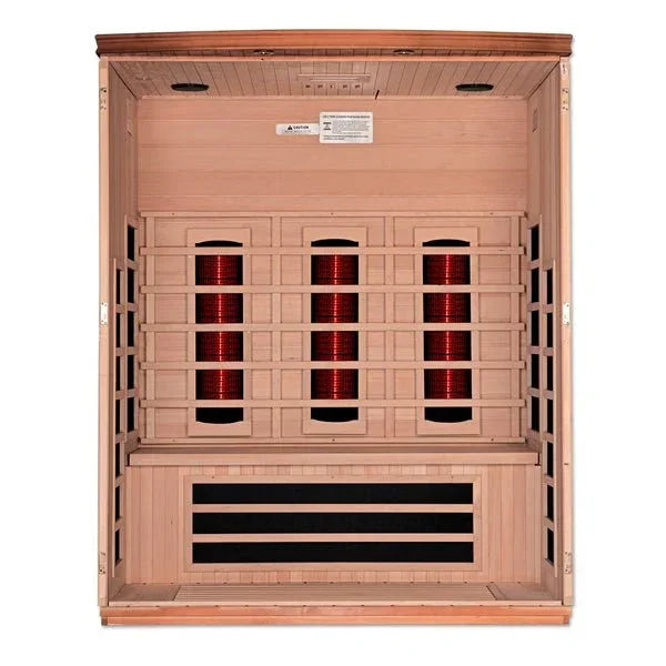 Golden Designs Near Zero EMF 3-Person Dynamic Full Spectrum "Lugano" FAR Infrared Sauna with Hemlock Wood | Model: DYN-6336-03 FS