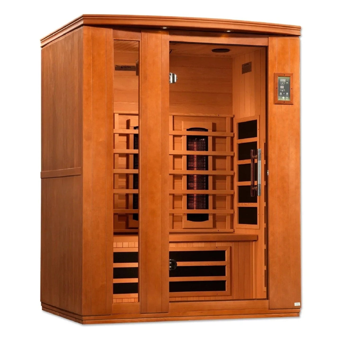 Golden Designs Near Zero EMF 3-Person Dynamic Full Spectrum "Lugano" FAR Infrared Sauna with Hemlock Wood | Model: DYN-6336-03 FS